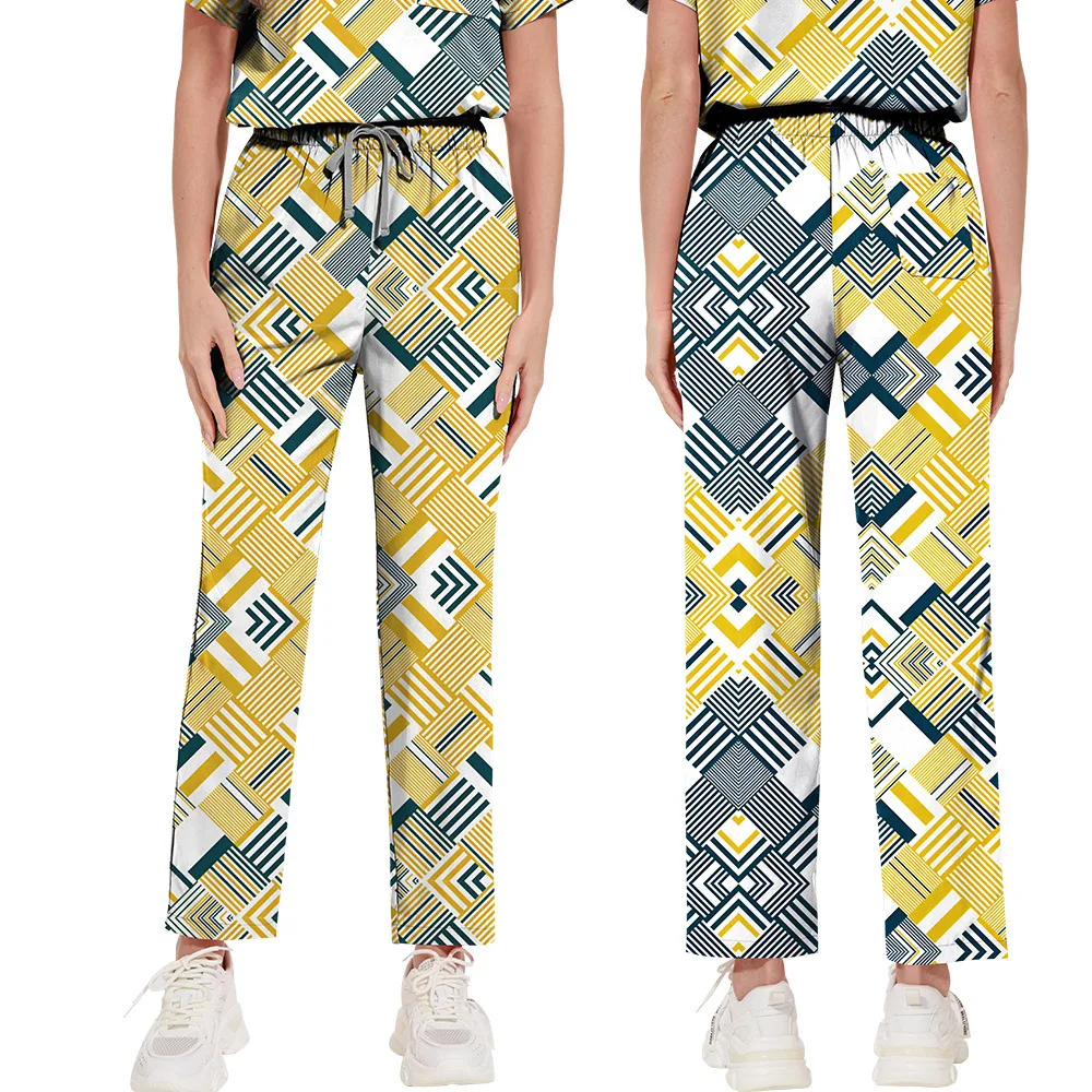 Set di vestiti per il lavaggio delle mani dei cartoni animati Clinica sottile Salone di bellezza Massaggio ai piedi Medico Infermiere Uniforme da lavoro stampata medica