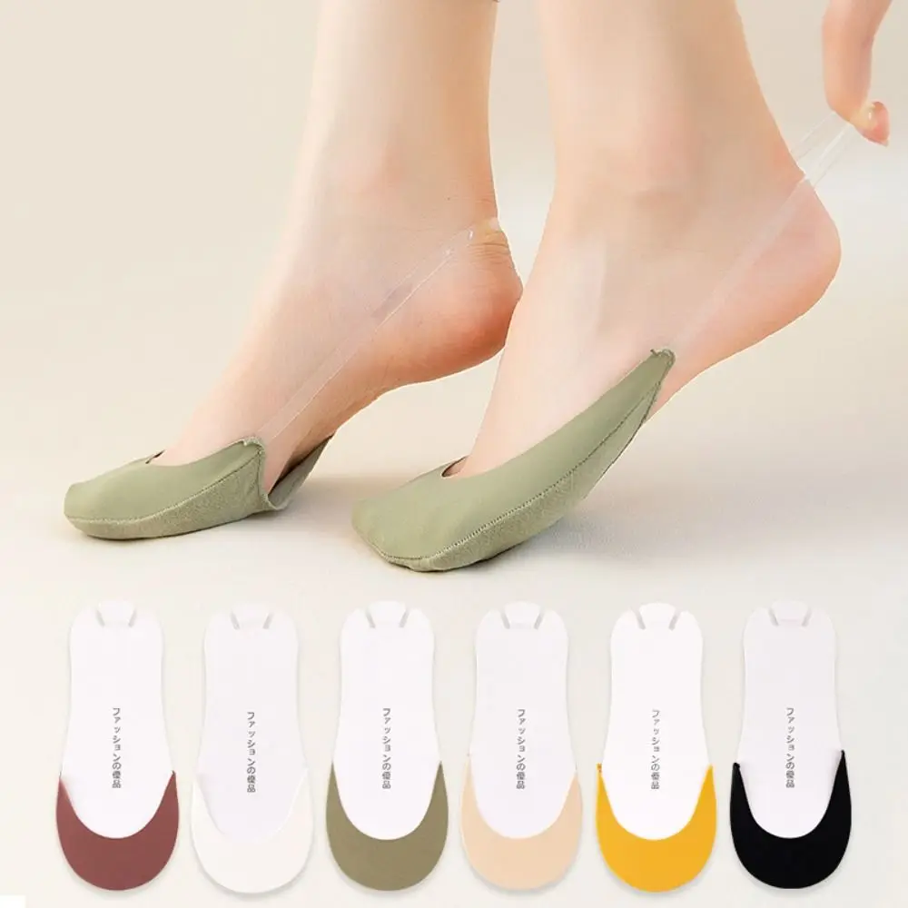 5pairs Half Palm High Heels Socks Fashion Non-Slip Without Heel Boat Socks Breathable Soft Cotton Antiskid Socks Ladies