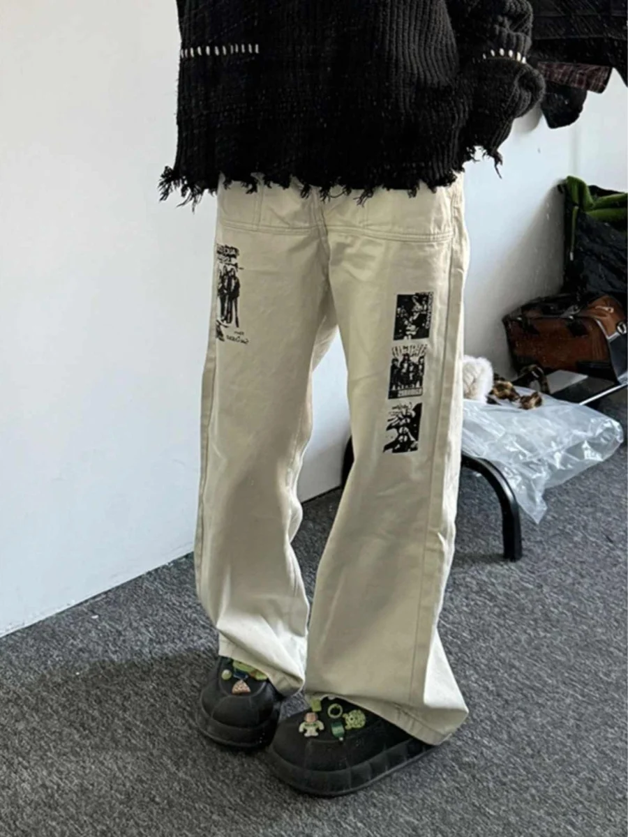 Brązowe damskie jeansy z wysokim stanem Vintage Straight Summer Y2K Classic Denim Pants Streetwear American Wide Leg Baggy Denim Trouser