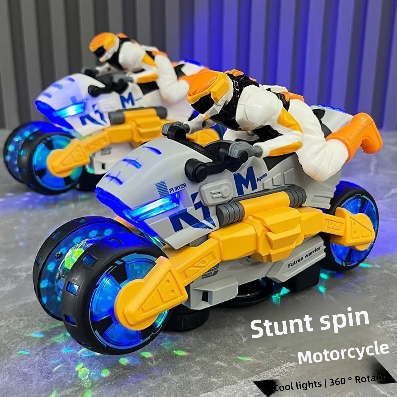 Interactive children's toy birthday electric special effects transformation rotating motorcycle visual, intellectual development