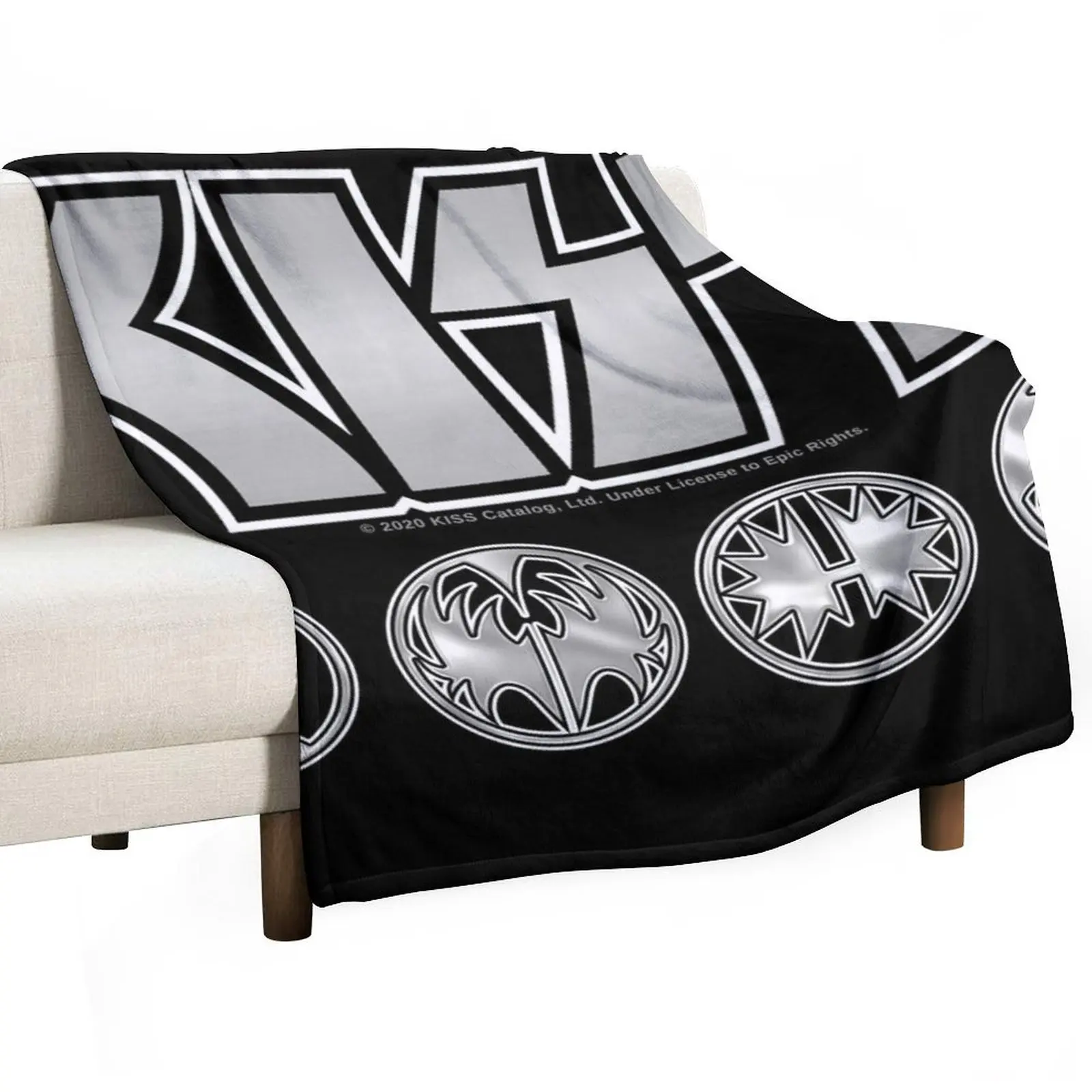 

KISS Logo Silver V3 Starchild Demon Spaceman Catman Throw Blanket Extra Large Throw Hair Decorative Sofa Thin Blankets
