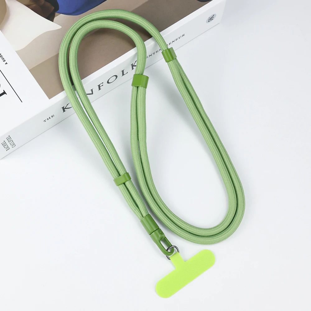 Verstelbare zelfsluitende anti-verlieskoord voor mobiele telefoons met weefkaart, korte polsband en lange nekband, compatibel met