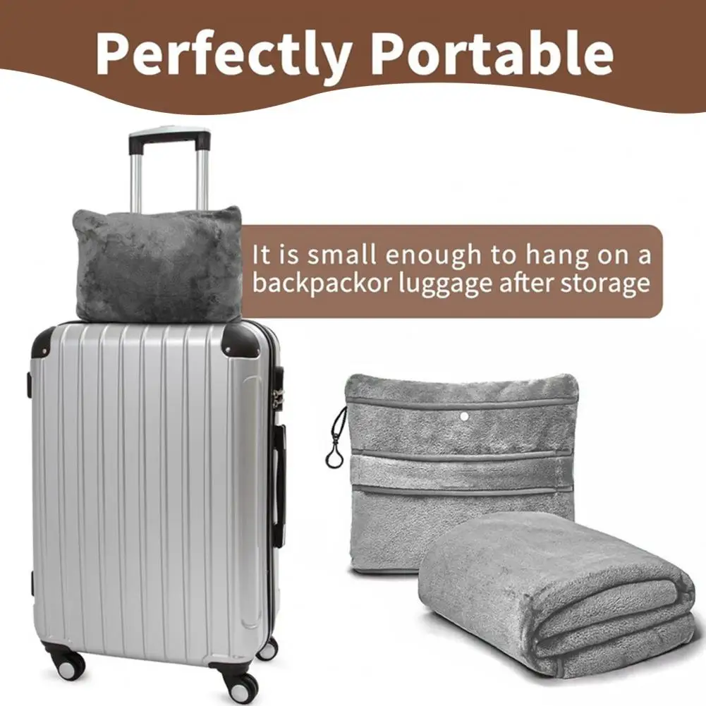 Microfiber Travel Blanket Lightweight Travel Blanket Neck Support Pillow Blanket 2-in-1 Soft Fleece Travel Set Foldable Airplane