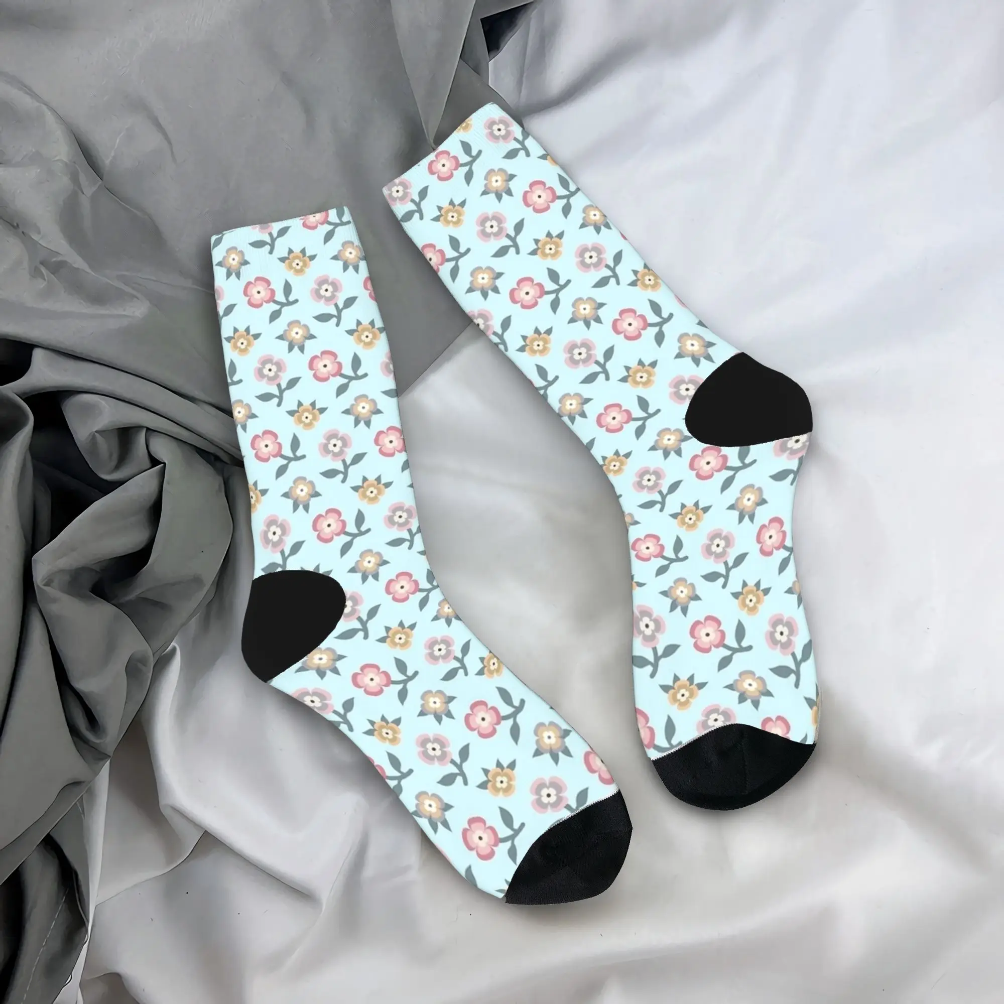 Flower Power Flowers Dress Socks  Retro Stockings Men High Quality Skateboard Socks Spring Custom Anti Skid Socks