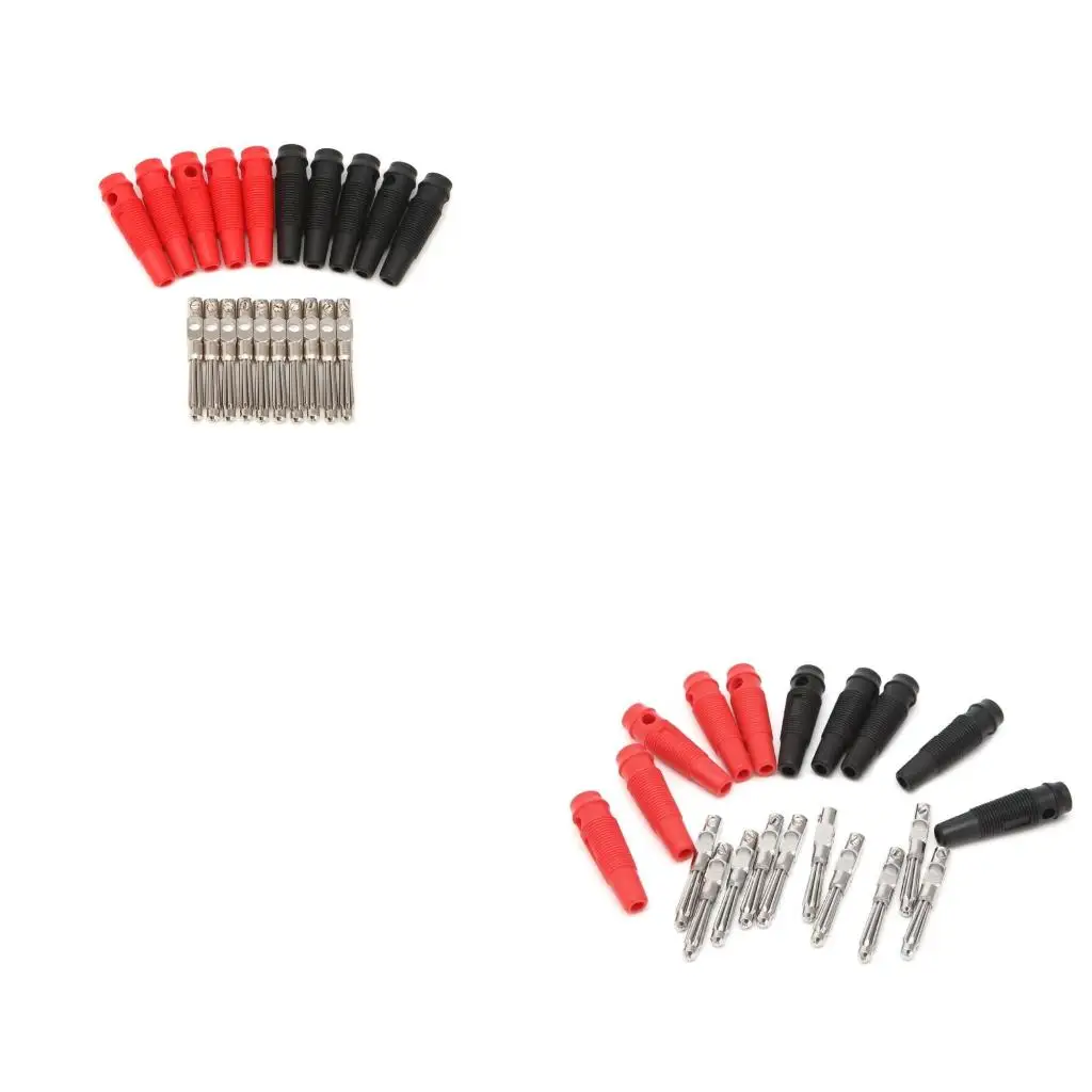 5 Pair/10 Pcs 4mm 32A Solderless Side Stackable Banana Plug Copper