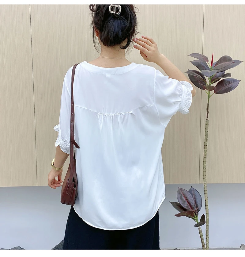 

Хлопковая шелковая летняя женская футболка с короткими рукавами, белая свободная повседневная футболка с круглым вырезом больших размеров, удобная домашняя одежда, крутой топ