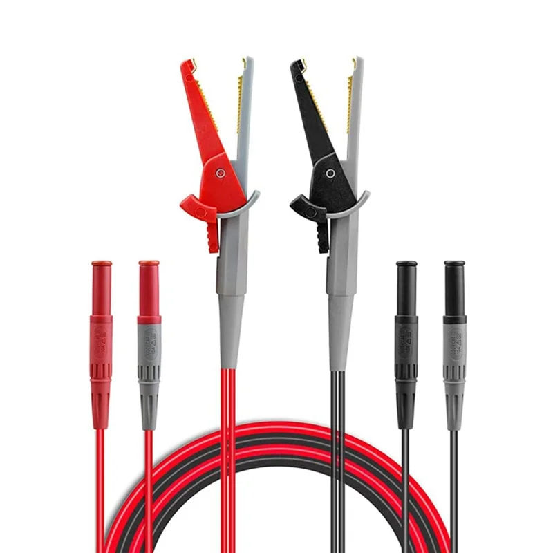 Kabel Uji Silikon dengan Kabel Uji Steker Pisang 4Mm untuk Penguji LCR Resistansi Internal Baterai Termasuk Klip Buaya