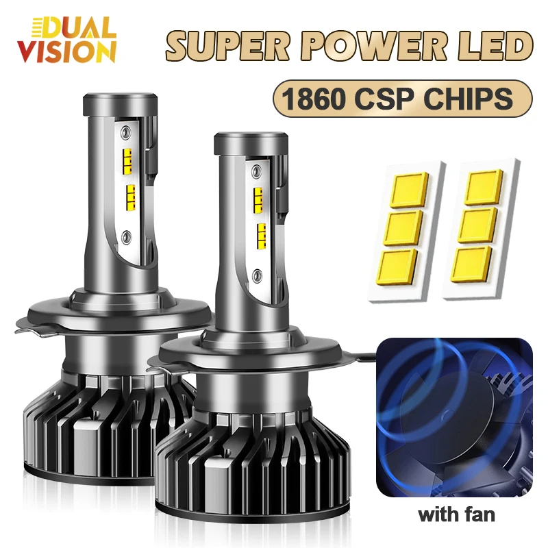 Dualvision High Power H4 LED H8 H9 H11 Car Headlight Bulbs High Low Beams Super Bright Auto Fog Lamp 300W 30000LM 1pcs