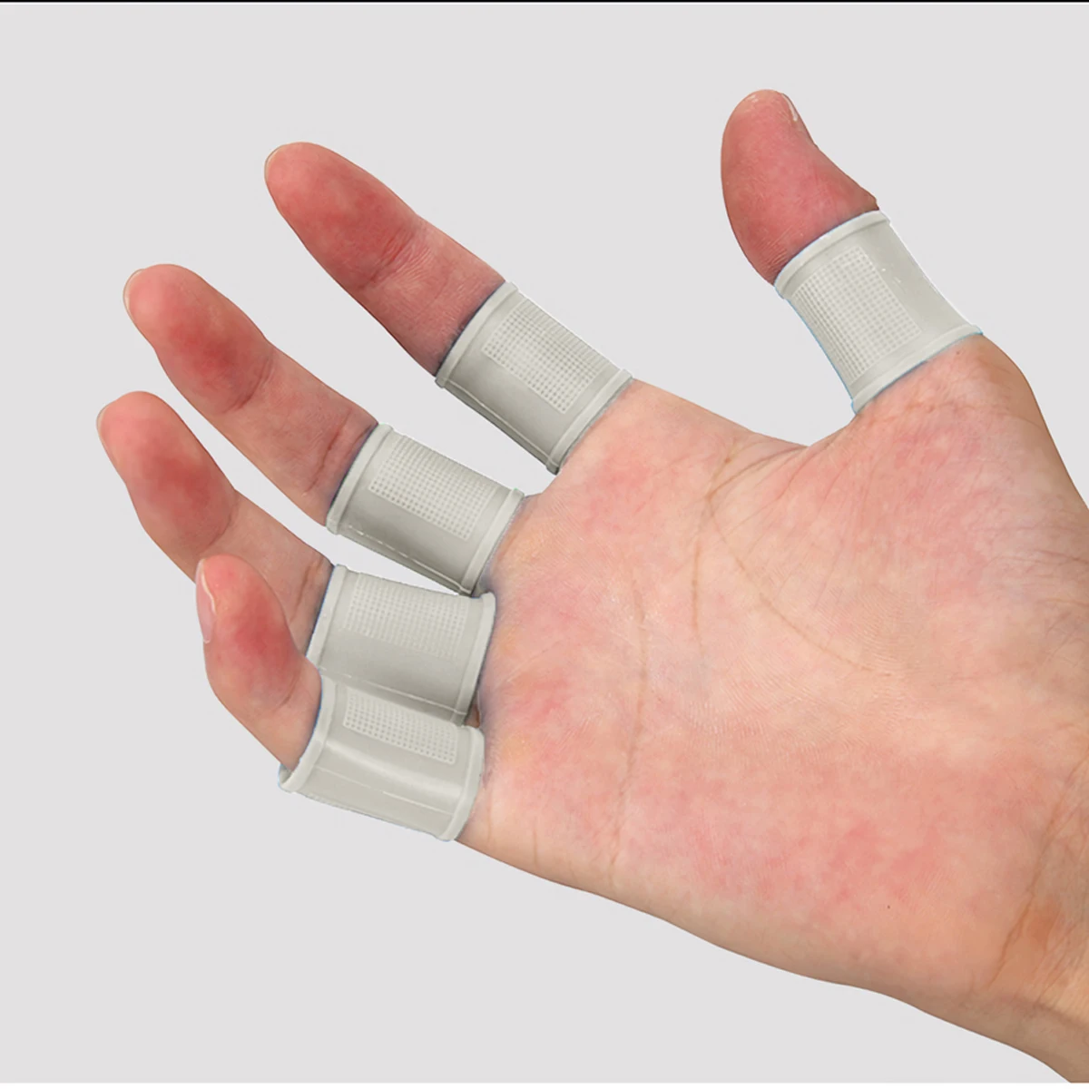 

8Pcs Finger Sleeves Silicone Elastic Brace Protector for Sports Finger Support Pain Relief Cushion Practice Accessories Grey