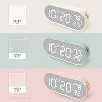 Digital Alarm Clock LED Mirror Clocks USB Bedroom Study Living room Charge Table Time Temperature Humidity Calendar Home Decor