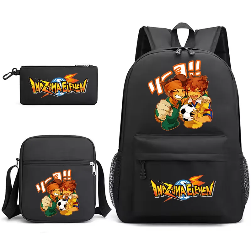 

Inazuma Eleven Go Printed Kids Backpack Set Student School Bag Pencil Bag Shoulder Bag 3-piece Set For Children Outdoor Knapsack