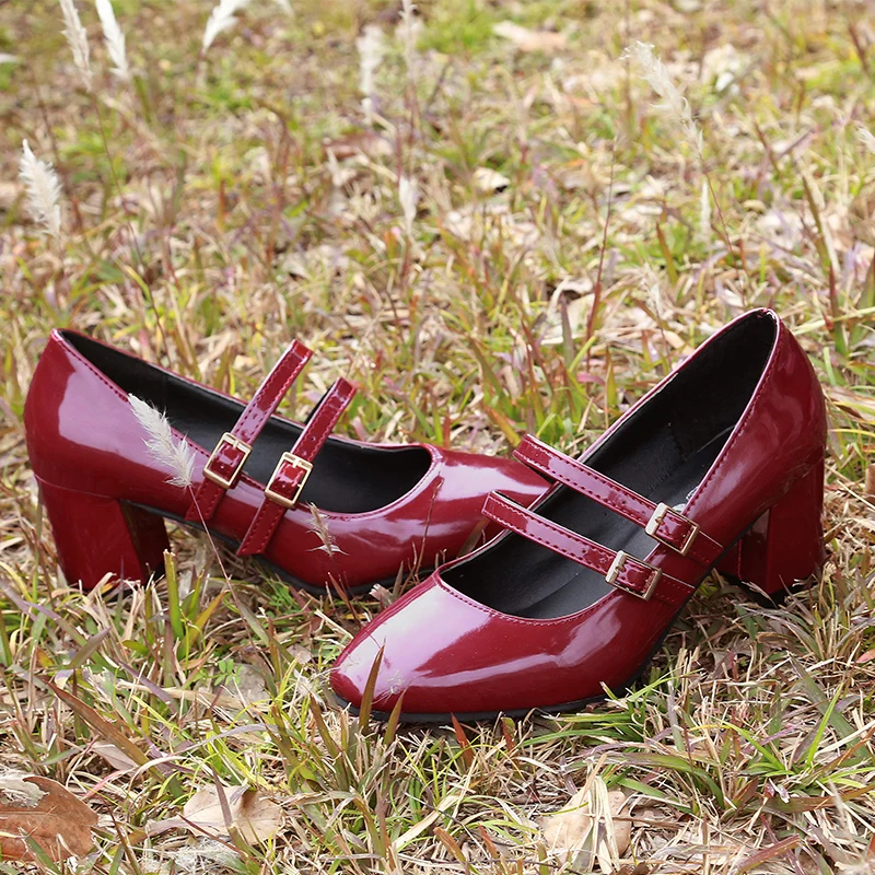 Pumps 2024 Spring Trend Women Shoes Fashion Red High Heels Ladies Elegant Mary Jane Shoes Simplicity Buckle Casual Single Shoes