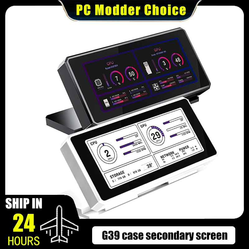 

G39 Graphics Card IPS Monitor 3.39'', Full Aluminum USB 1 Cable-Link, Computer Desktop Versatile Screen, No Need Aida 64