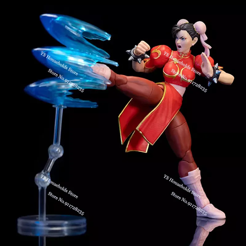 Jada Toys 1/12 Scale Blue Red Cloth Muscle Girl Chun Li Action Figure Speical Effect Ornament 6"Female Soldier Model Gift