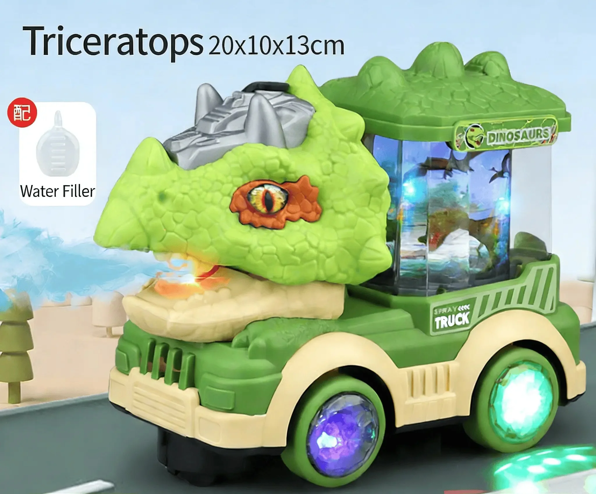 Kids Electric Steam Spray Train with Crash Truck 360 Degree Rotating Lights Music Smoke Sounds Simulation Model Toy for Children