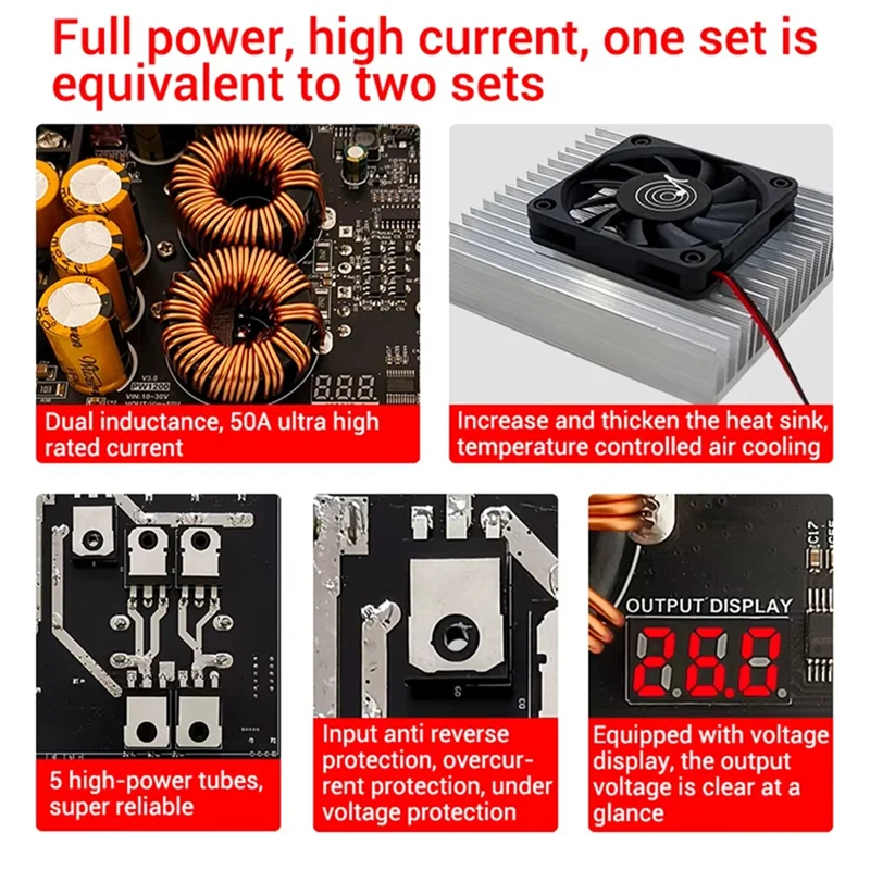 ABAC-1200W 50A DC-DC Boost Converter Step Up Power Supply Module 10-30V To Vin-50V Adjustable Voltage Charger Module