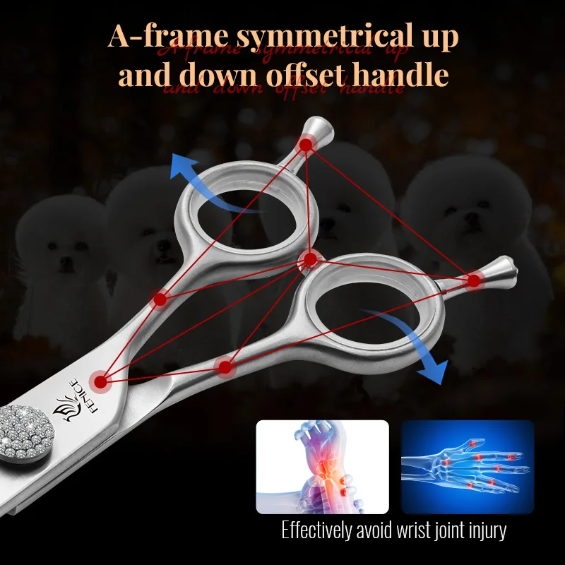 Imagem -05 - Fenice Professional Chunker Scissors com Diamante Parafuso para Pet Grooming Dog Hair-dressing Scissors Jp440c 70 75 8