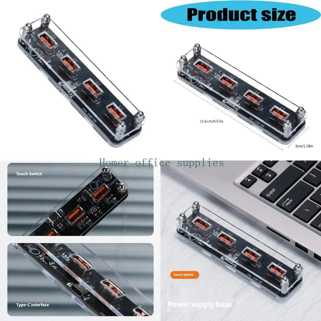K43B Multiple Device USB Charging Base Clear Design Suitable for Home and Office