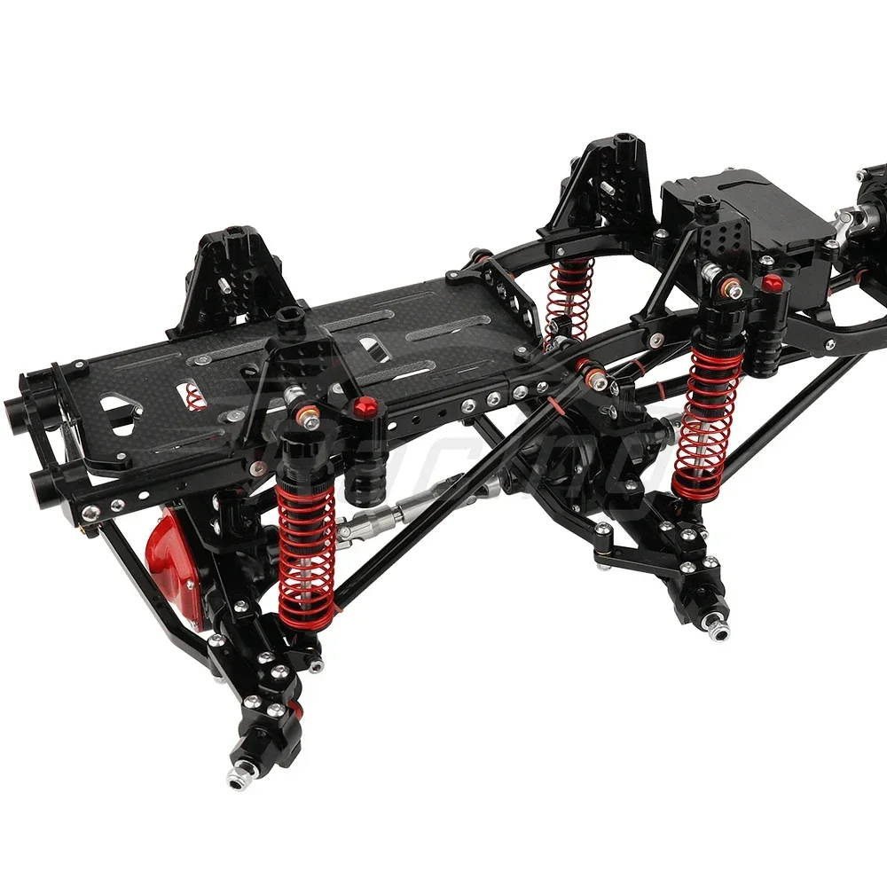 Metal Alloy Upgraded 8x8 RC Car Chassis Frame with 2 Front Steering Axles Gearbox DIY for Axial SCX10 1/10 RC Crawler Car Parts