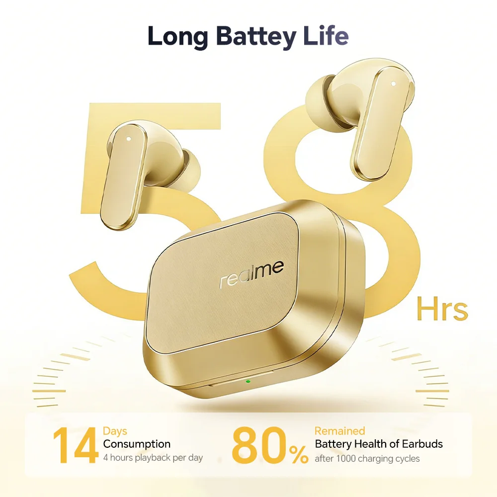 realme Buds Air 8 nuevos auriculares Bluetooth con asistente de IA, 55 dB y 58 horas de autonomía para realme 16 Pro Plus, realme GT y 8 Pro 6