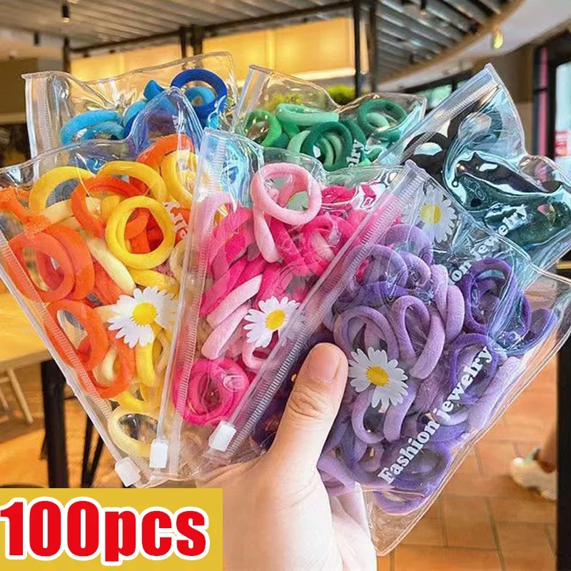 

Colourful Elastic Hair Bands for Kids 20MM Hair Ties Rubber Band Girls Ponytail Styling Korean Headwear Hair Accessories