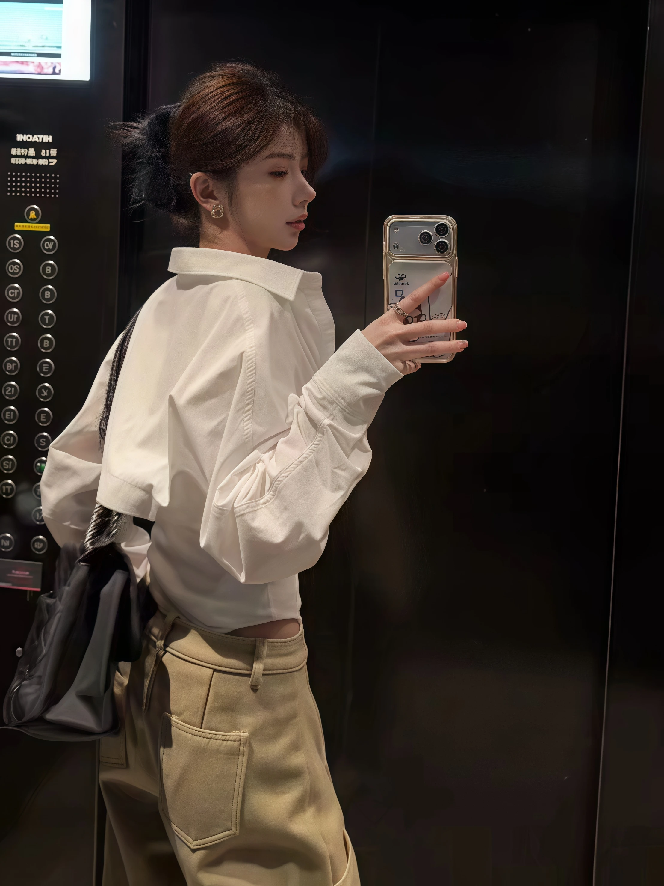 

White Long Sve Slim Fit irt Women's Spring Design Pure Desire Waist Cinching Onesie Korean Sle Commute Wind irt