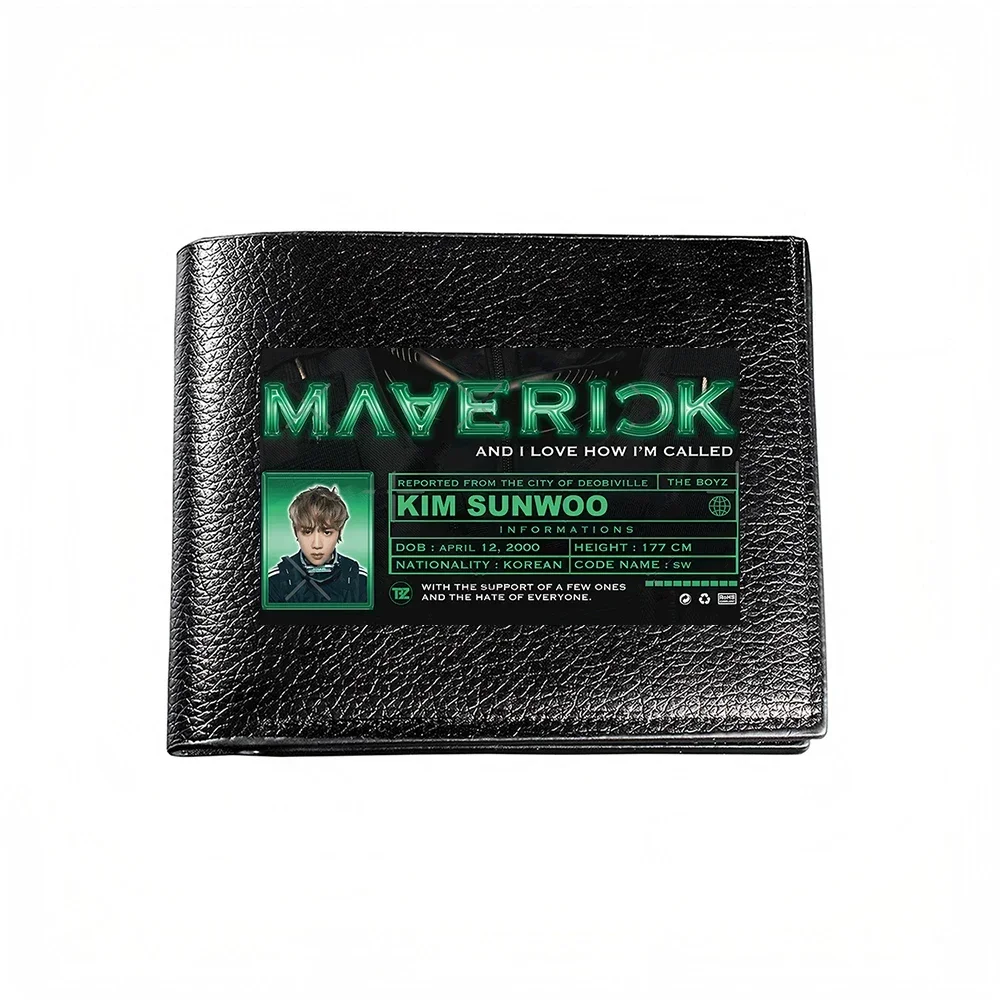 Maverick Kim Sunwoo Identity Card Wallet With Bold Green Text And Profile Design For Modern Men's Fashion And Business Style