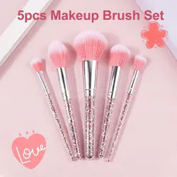 5pcs Diamond Makeup Brush Set Face Powder Brush Highlight Bursh Nasal Eye Shadow Blush Brush Smudge Professional Beauty Tools