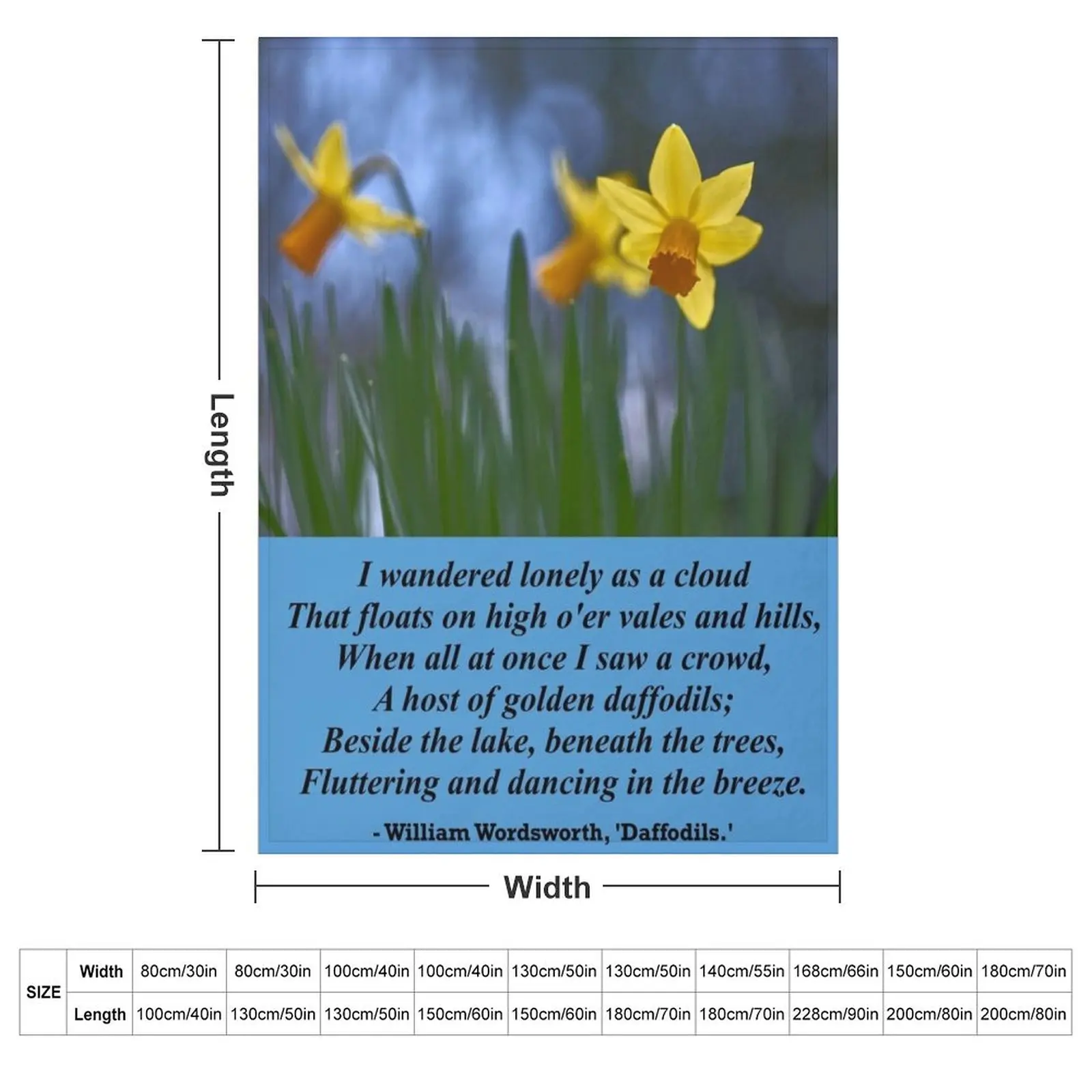 William Wordsworth Daffodils Throw Blanket Fashion Sofas Winter beds Summer Blankets