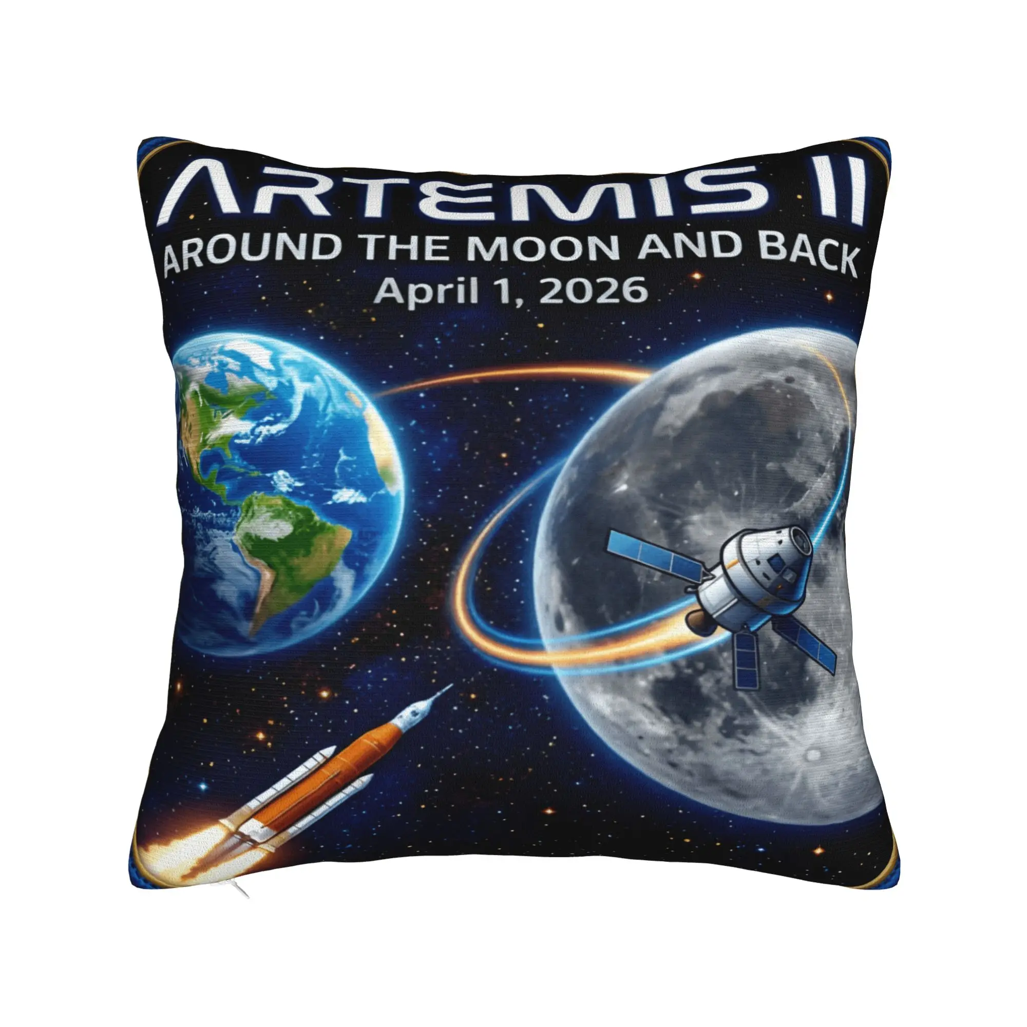 Pillow Cover Artemis II Back to the Moon 2026  Kawaii Pillow Case For Sofa Bedroom Home Decor Pillowcases