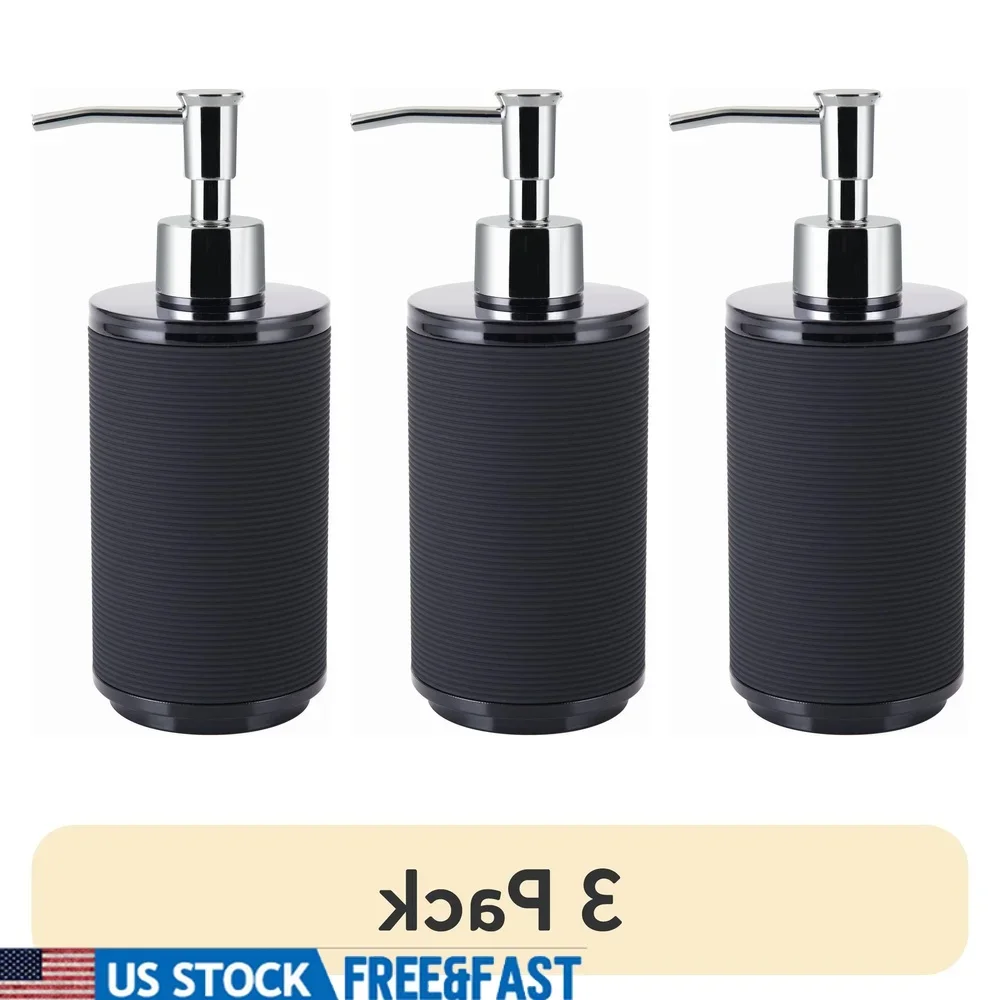 

3-пакетный мягкий на ощупь насос для лосьона, горизонтальный ребристый дизайн, прочный пластик, аксессуары для ванной комнаты, только для мытья рук, идеальный современный