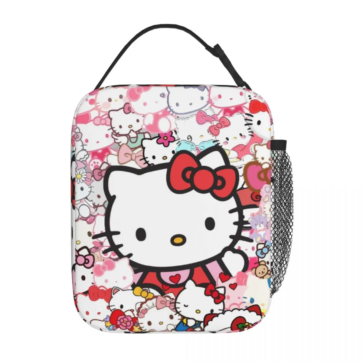 Custom Cute Cat Hello Kitty Resuable Lunch Boxes for Women Multifunction Thermal Cooler Food Insulated Lunch Bag Office Work