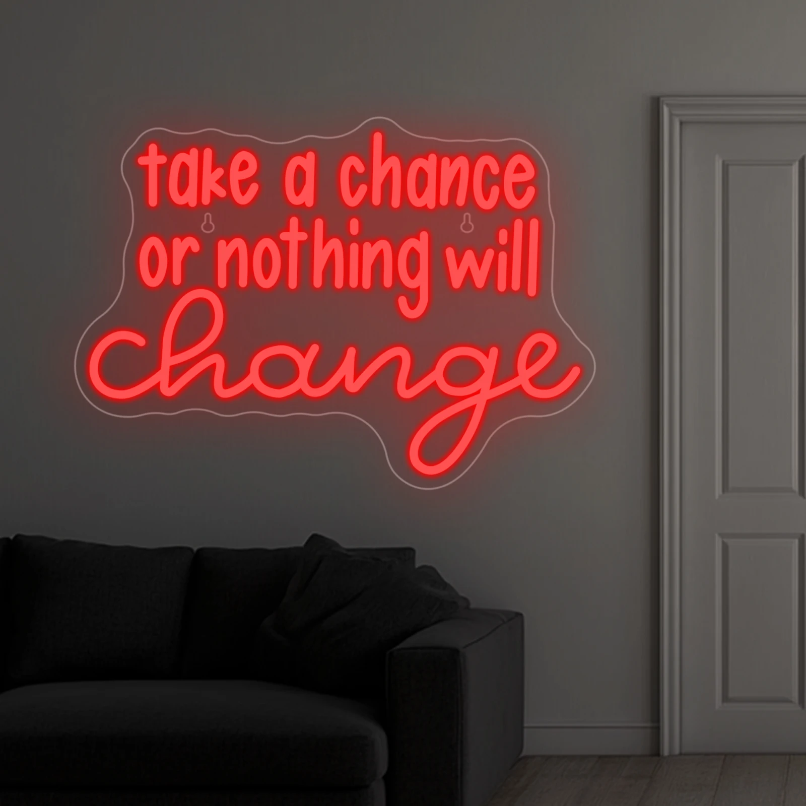 Neonschild „Take A Chance Or You Or Nothing Will Change“ mit LED-Licht, inspiriert mit Buchstaben, Raumwanddekoration, Schilder für Fitnessstudio, Arbeitszimmer, USB