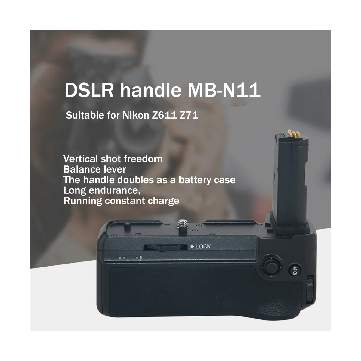 MB-N11 SLR Camera Handle Vertical Battery Grip Holder Anti-Shake Handle for Nikon Z6II Z7II Camera Battery Box Handle