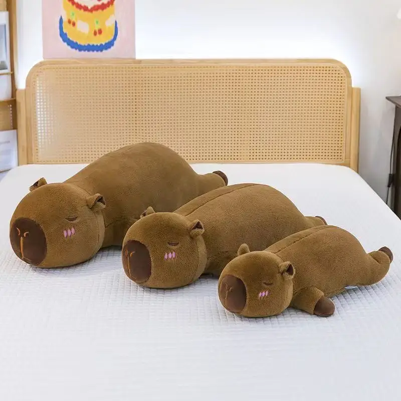 60 cm-100 cm Kawaii dibujos animados tira gigante Capybara muñeco de peluche almohada tumbada marrón naranja alas creativo Capybara juguete de peluche decoración del hogar
