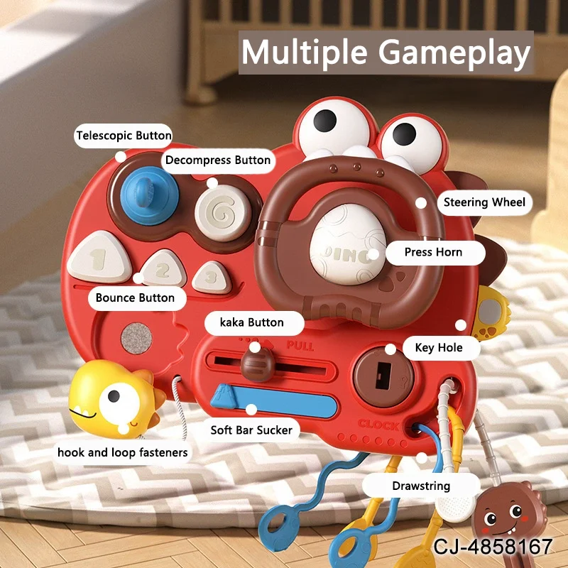 아기 핸들 바쁜 보드 몬테소리 장난감 감각 발달 당김줄 실리콘 치아발육 활동 여행 장난감 아기 1~2세