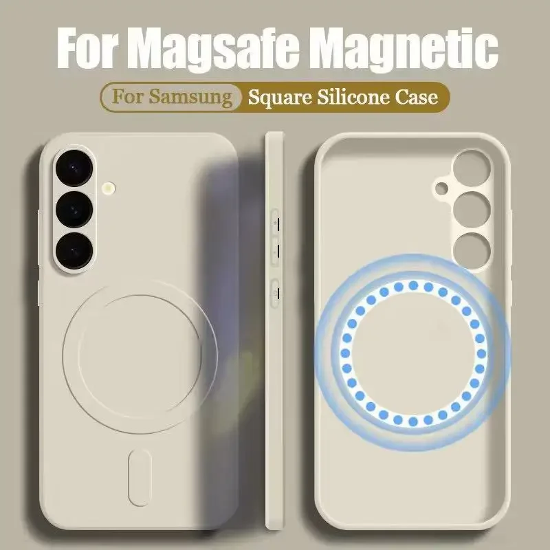 Magsafe Liquid Silicone Case For Samsung Galaxy S25 Ultra S24Plus S23 S22 S21 A55 A35 A16 A36 A06 Magnetic Wireless Charge Cover