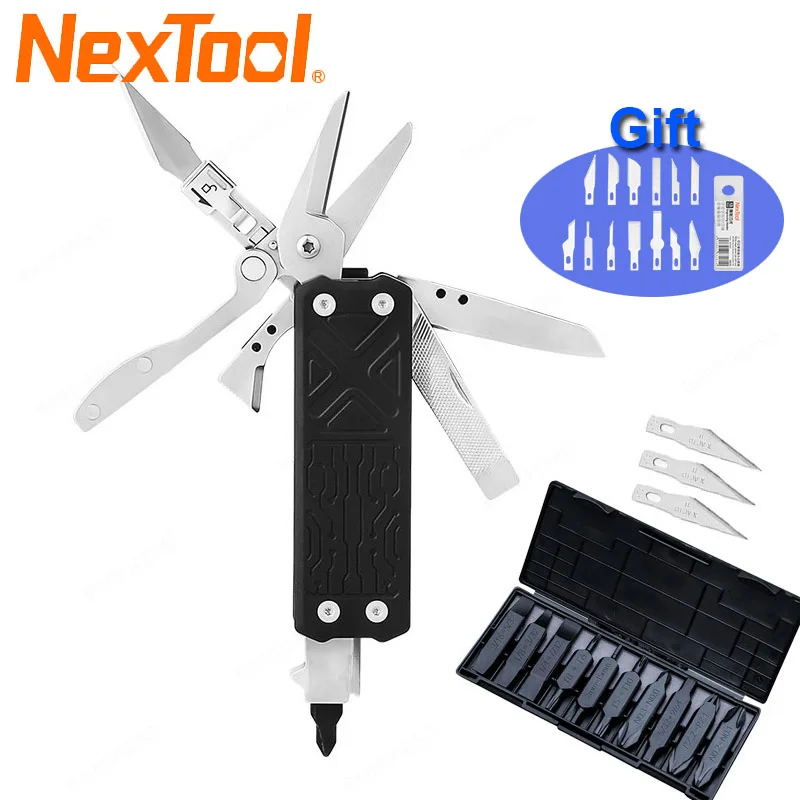 NexTool Pocket Tool E1 10 In 1 EDC Multitool Replaceable Engraving Blade Folding Scissors Scraper Mini EDC Repair Tools