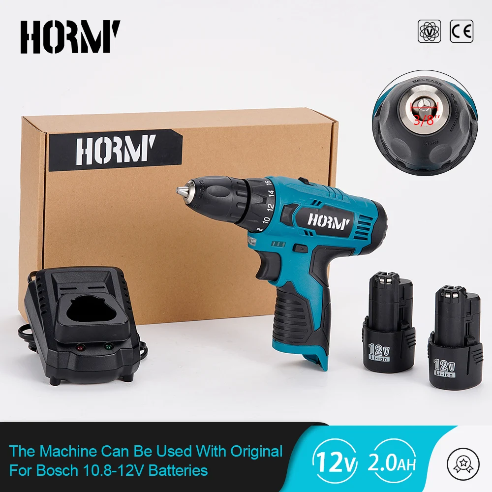 

12V Electric Cordless Drill 10mm Screwdriver Hole Two Speed 28N.m Electric Wrench Home DIY Power Tool For Bosch 12V Battery