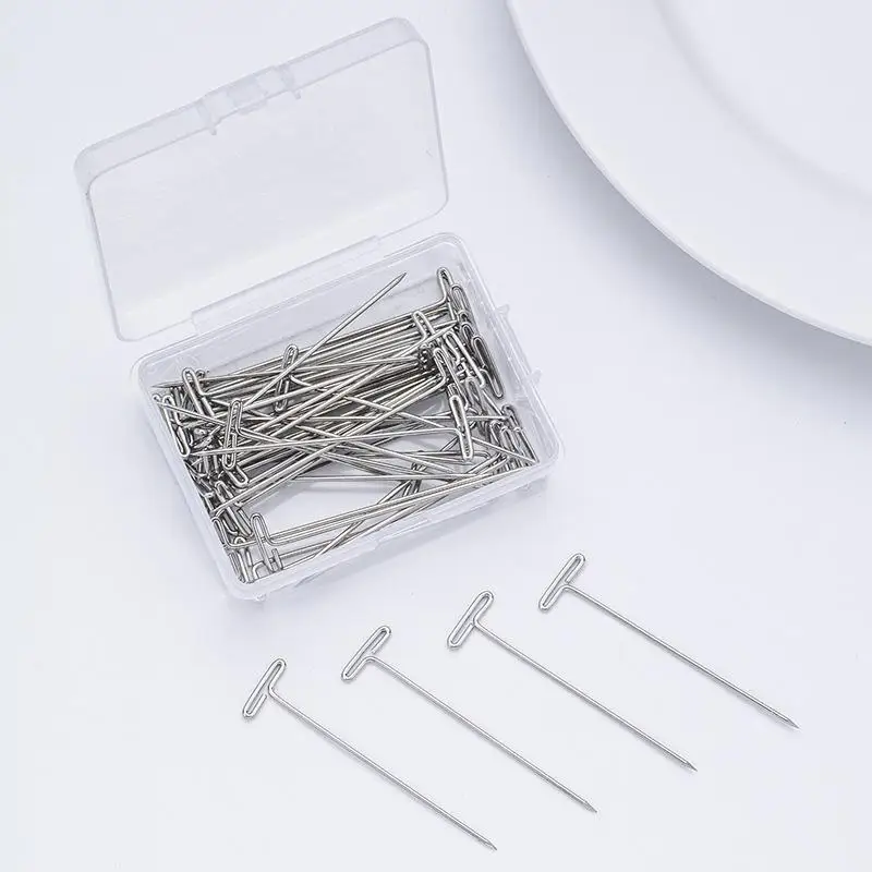 DIY Wig Securing Pins T-shaped Suitable For Knitting Wigs Sewing Office Wall Decoration 50-piece Pack Gift