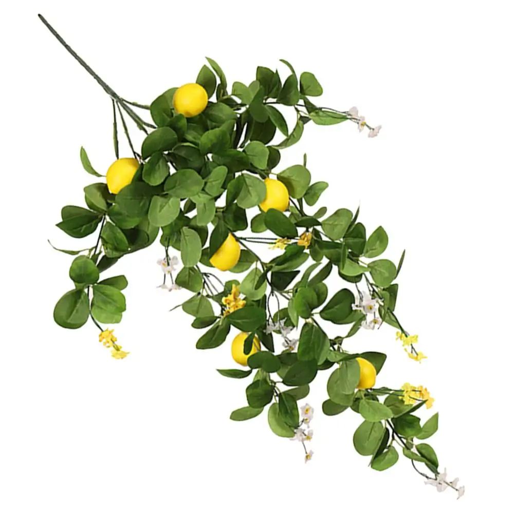 

1Pcs Artificial Green Plants Lemon Decor Branch Stems Plastic Fruit Foliage Wedding Party Home Photo Props Bright Color Lasting