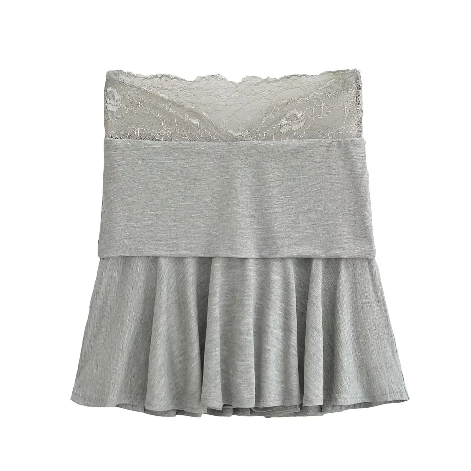 Retro americano cintura baixa renda emenda saia evasê feminina verão saia anti exposição deriva cor pura cintura alta stre...