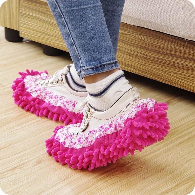 Zapatillas para limpieza de polvo de suelo, paño de limpieza para zapatos, zapatos para fregar perezosos, herramientas de limpieza de suelo para el hogar, zapatos de tela de microfibra, 1 Uds.