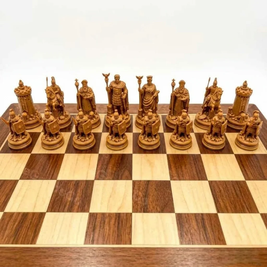 16 Pcs Ancient Spartan Warrior Chess Set Desktop Decorative Ornaments