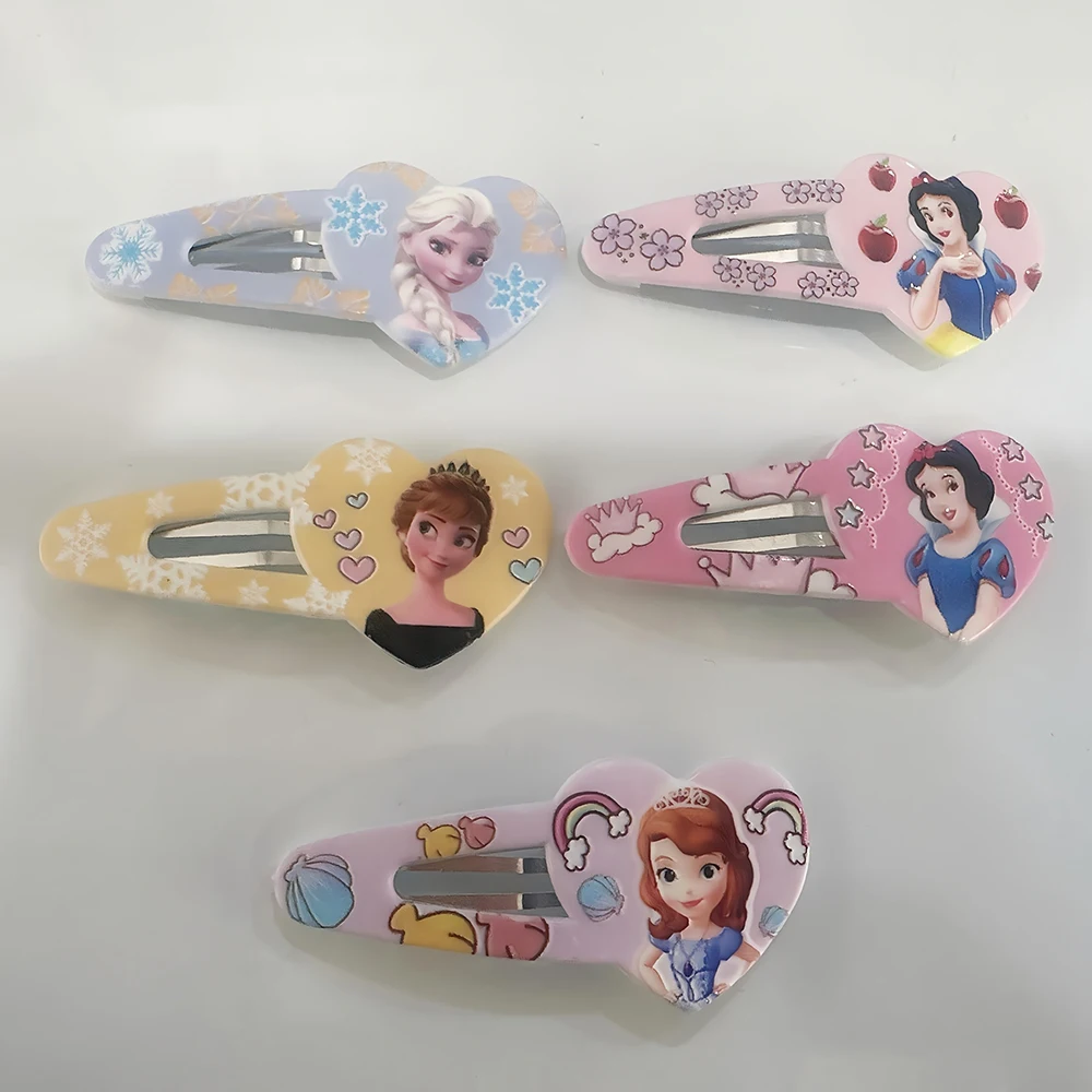 5pcs/lot Elsa Snow White Anna BB Clip Side Hair Clips Print Hair Clips Girls Snow White Elsa Headbands Hair Accessories view 5