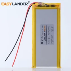 2W /JST2.0 2P 3.7V 5000mAh 954292 Rechargeable Lithium Li-ion Li Polymer Battery For mobile power charge treasure tablet pc BANK