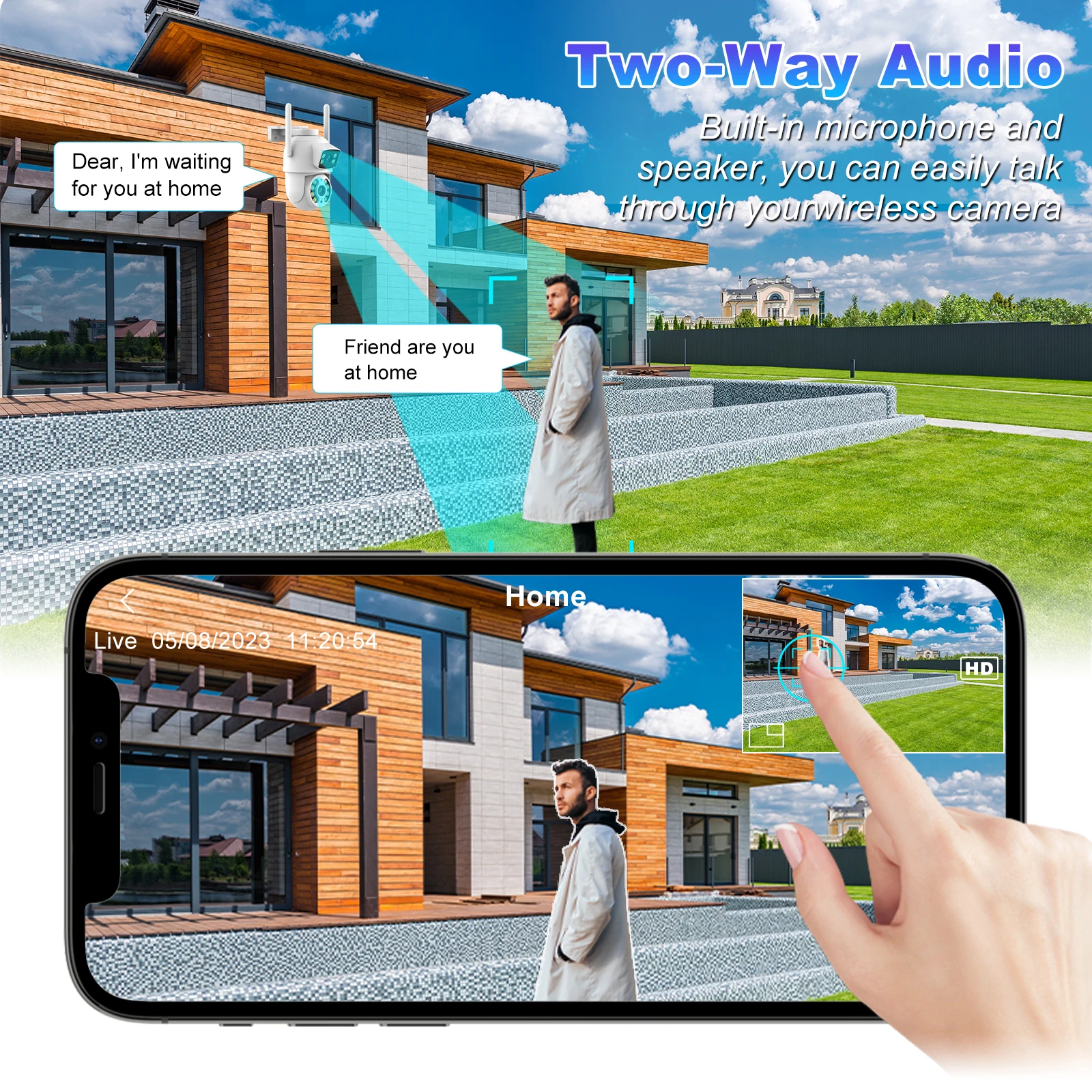 Outdoor Wireless 6MP Dual Lens WiFi IP Camera Home Security CCTV Video Surveillance Human Detect Dual Screen Icsee Tris home