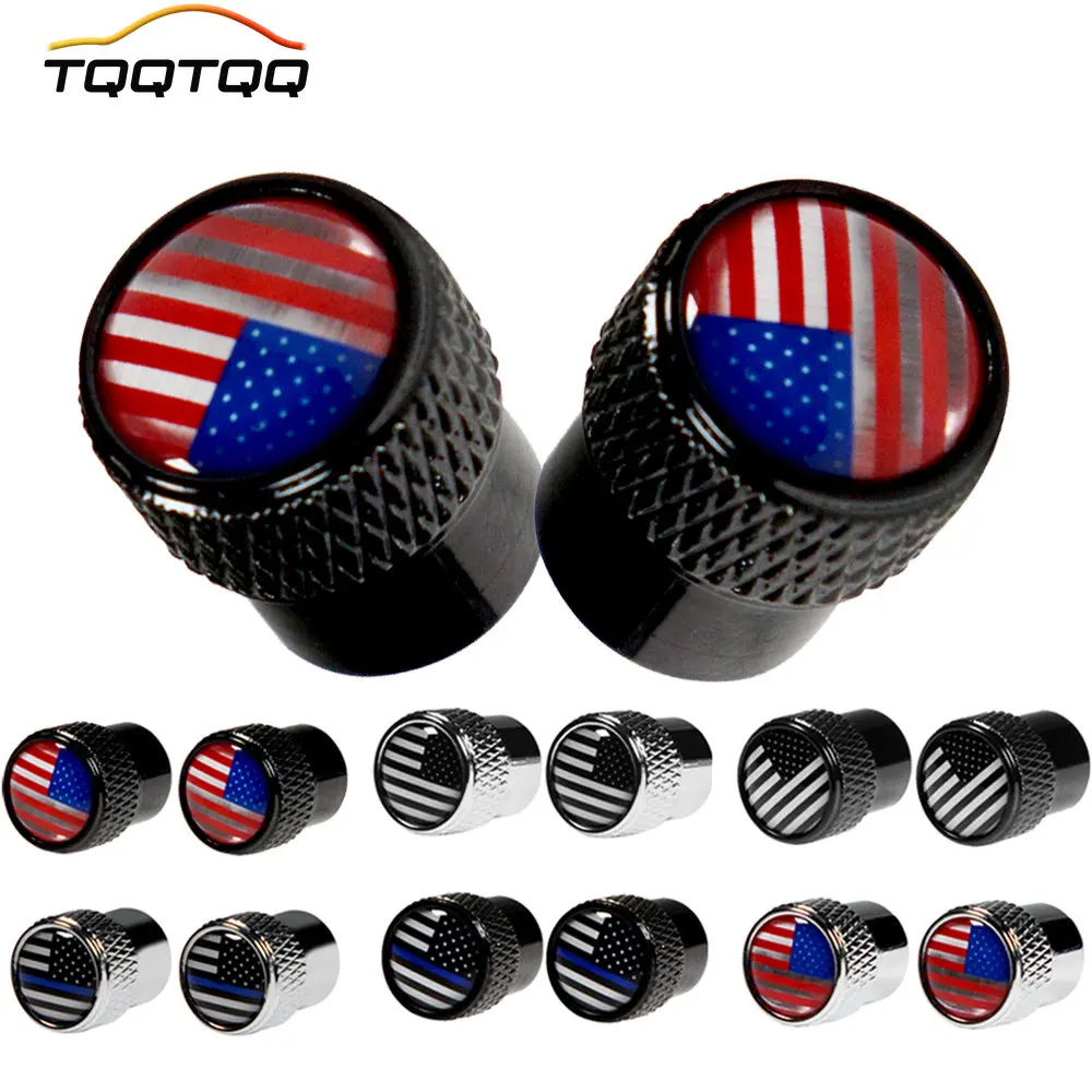 

TQQTQQ 4Pcs/Set Universal USA Tire Valve Caps, Aluminum Alloy Tyre Valve Dust Covers Suit for Bike Car Trucks Motorbike Bicycle