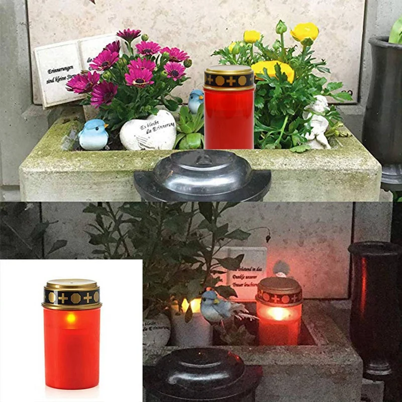 3X Grave Candle For Cemetery Grave Solar Lights With Lighting LED Grave Light Various Wind