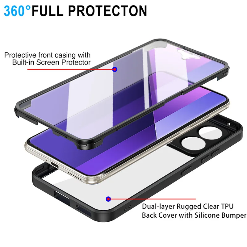 For Xiaomi Redmi Note 13 Pro Plus 5G Case Shockproof Clear 360 Full Protection Double Sides Cover for Redmi Note 13 Pro Plus